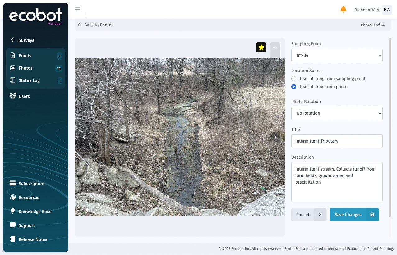 Ecobot Manager, inline photo editing.
