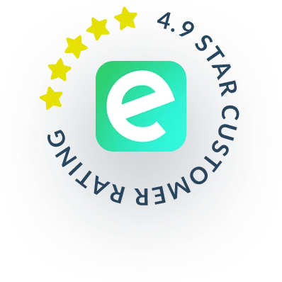 4.9 out of 5 star rating badge for Ecobot Collector on iOS App Store based on customer reviews